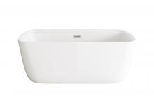 Elegant BT10559GW-BNK - 59 inch Soaking Bathtub in Glossy White with Brushed Nickel Trim