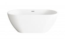 Elegant BT30359GW-BNK - 59 inch Bathtub in Glossy White with Brushed Nickel Trim