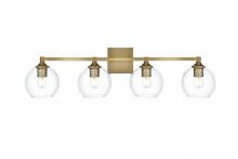 Elegant LD7308W33SG - Wall sconce W32.8"x E7.6" x H8.9"L4 Satin Gold frame with Clear glass