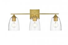 Elegant LD7309W24BRA - Harris 3 Light Brass and Clear Bath Sconce