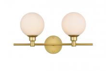 Elegant LD7317W19BRA - Cordelia 2 Light Brass and Frosted White Bath Sconce