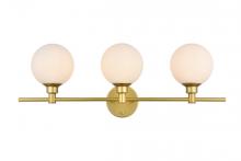 Elegant LD7317W28BRA - Cordelia 3 Light Brass and Frosted White Bath Sconce