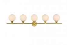 Elegant LD7317W47BRA - Cordelia 5 Light Brass and Frosted White Bath Sconce