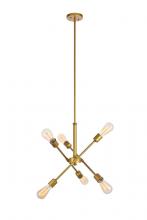Elegant LD8017D18BR - Axel 6 Lights Brass Pendant