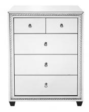 Elegant MF91013 - 31.5 Inch Crystal Five Drawers Cabinet in Clear Mirror Finish