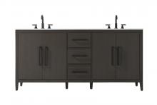 Elegant VF29372DMMB - 72 inch Double Bathroom Vanity in Mocha Brown