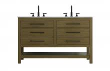 Elegant VF60554DMCB - 54 inch Double Bathroom Vanity in Chestnut Brown