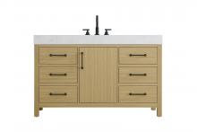 Elegant VF60654MHB - 54 inch Single Bathroom Vanity In Honey Brown