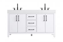 Elegant VF60660DWH - 60 inch Double Bathroom Vanity In White