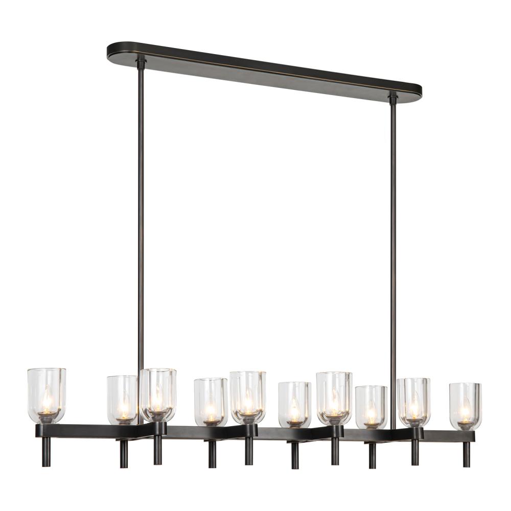 Lucian 52-in Clear Crystal/Urban Bronze 10 Lights Linear Pendant