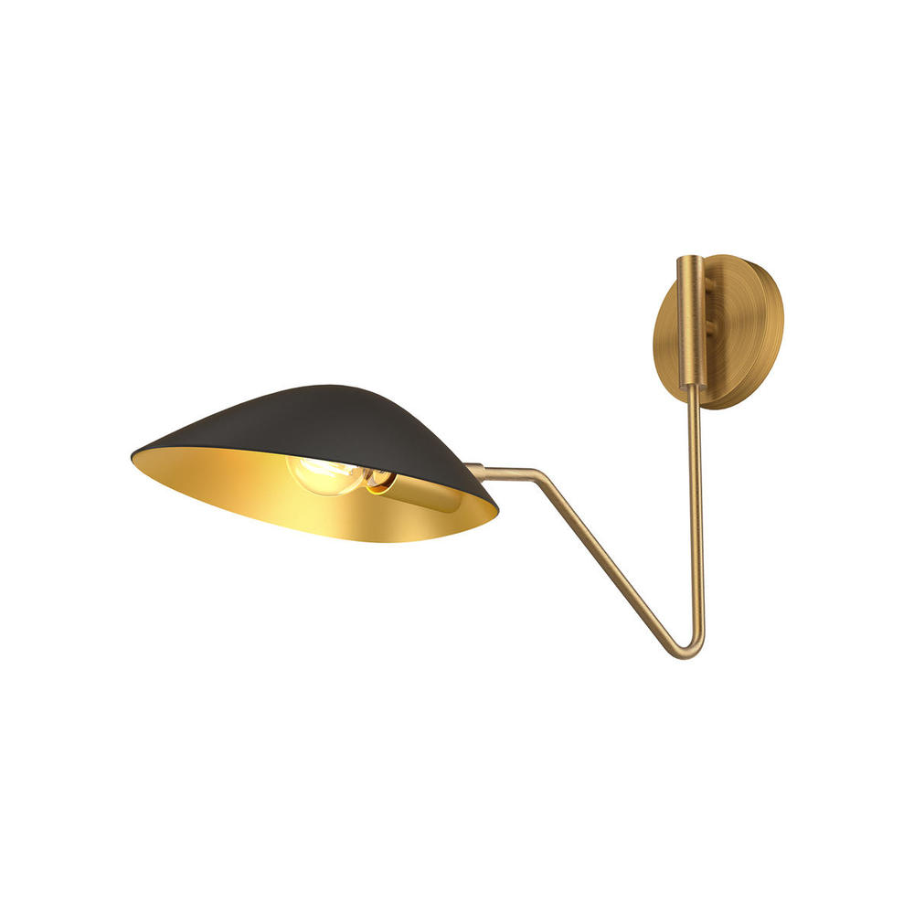 Oscar 6-in Aged Gold/Matte Black 1 Light Wall/Vanity