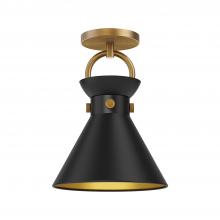 Alora Lighting SF412009AGMB - Emerson 9-in Aged Gold/Matte Black 1 Light Semi Flush Mount