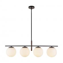 Alora Lighting LP421437MBOP - Zuri 37-in Matte Black/Opal Glass Socket Linear Pendant