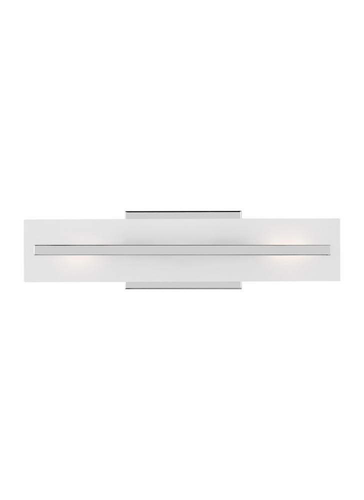Dex contemporary 2-light LED indoor dimmable small bath vanity wall sconce in chrome finish with sat