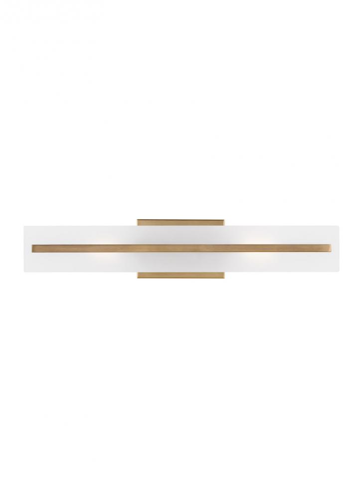 Dex contemporary 2-light indoor dimmable medium bath vanity wall sconce in satin brass gold finish w