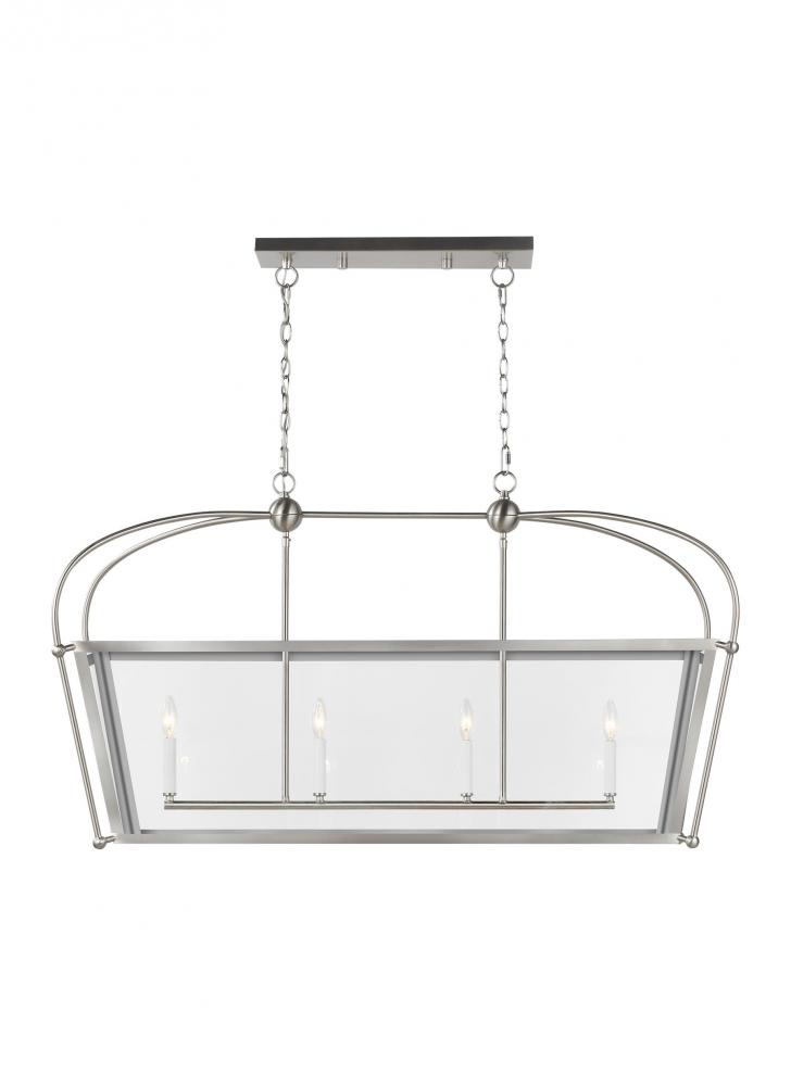 Charleston transitional 4-light indoor dimmable linear ceiling pendant hanging chandelier light in b