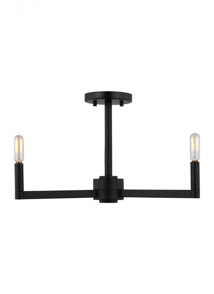 Fullton modern 3-light LED indoor dimmable semi-flush ceiling mount fixture in midnight black finish