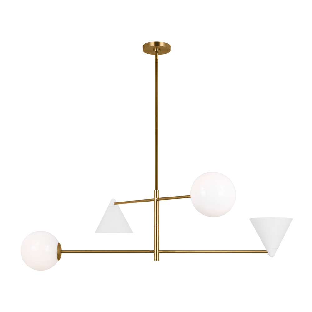 Cosmo mid-century modern 4-light indoor dimmable extra large ceiling chandelier in burnished brass g