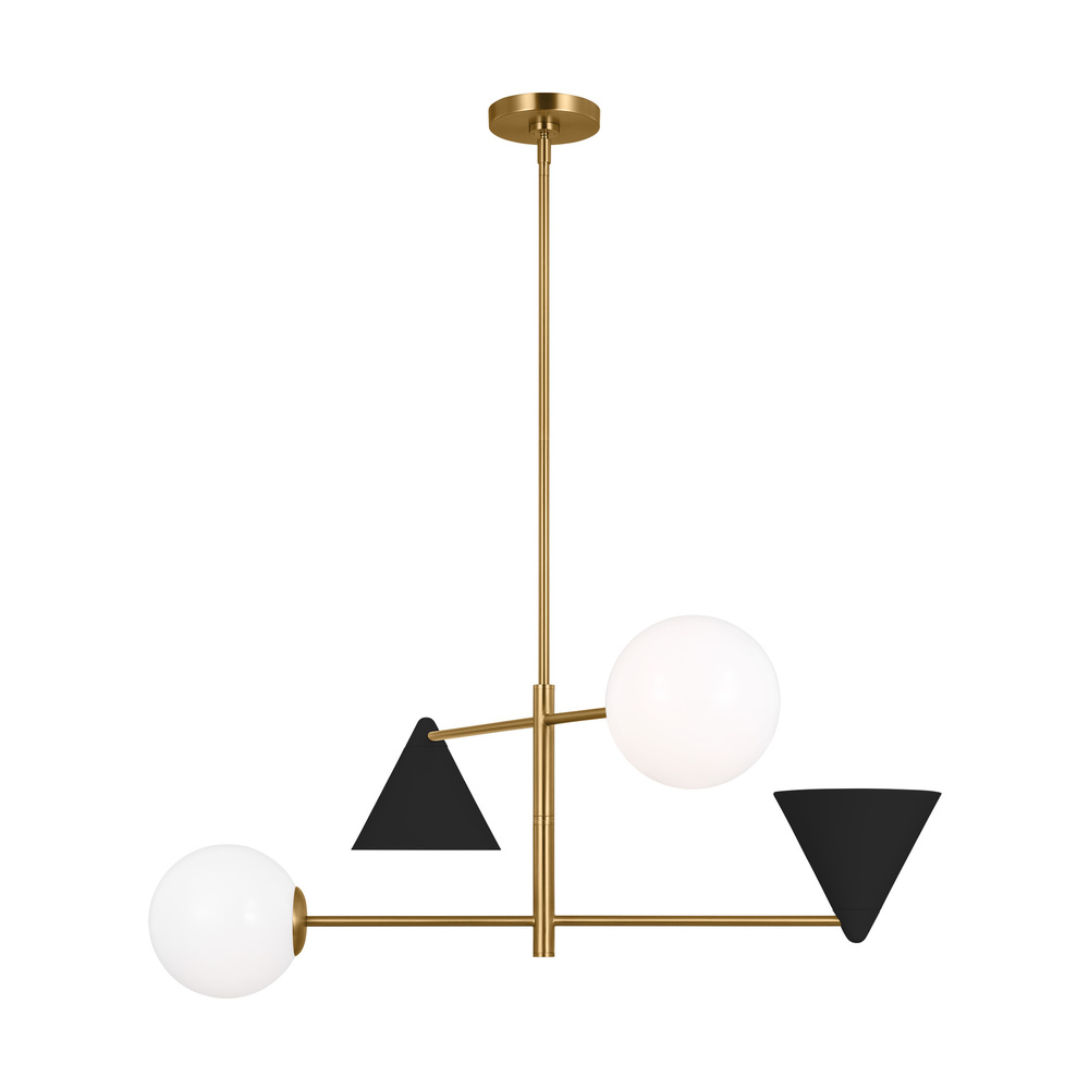Cosmo mid-century modern 4-light indoor dimmable large ceiling chandelier in burnished brass gold fi