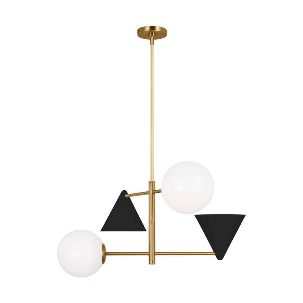 Cosmo mid-century modern 4-light indoor dimmable medium ceiling chandelier in burnished brass gold f