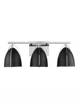 Visual Comfort & Co. Studio Collection 4451703-05 - Norman modern 3-light indoor dimmable bath vanity wall sconce in chrome silver finish with midnight