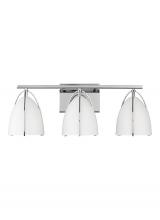 Visual Comfort & Co. Studio Collection 4451803-05 - Norman modern 3-light indoor dimmable bath vanity wall sconce in chrome silver finish with matte whi