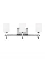 Visual Comfort & Co. Studio Collection 4457103-05 - Oak Moore traditional 3-light indoor dimmable bath vanity wall sconce in chrome finish and etched wh