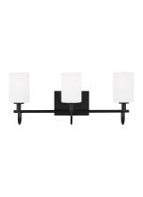 Visual Comfort & Co. Studio Collection 4457103-112 - Oak Moore traditional 3-light indoor dimmable bath vanity wall sconce in midnight black finish and e