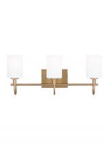 Visual Comfort & Co. Studio Collection 4457103-848 - Oak Moore traditional 3-light indoor dimmable bath vanity wall sconce in satin brass gold finish and