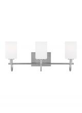 Visual Comfort & Co. Studio Collection 4457103-962 - Oak Moore traditional 3-light indoor dimmable bath vanity wall sconce in brushed nickel silver finis
