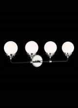 Visual Comfort & Co. Studio Collection 4487904EN-962 - Cafe mid-century modern 4-light LED indoor dimmable bath vanity wall sconce in brushed nickel silver