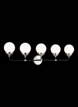 Visual Comfort & Co. Studio Collection 4487905EN-962 - Cafe mid-century modern 5-light LED indoor dimmable bath vanity wall sconce in brushed nickel silver