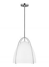 Visual Comfort & Co. Studio Collection 6551801-05 - Norman modern 1-light indoor dimmable ceiling hanging single pendant light in chrome silver finish w