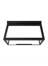 Visual Comfort & Co. Studio Collection 7848402EN3-12 - Founders modern 2-light LED outdoor exterior ceiling flush mount in black finish with clear glass pa
