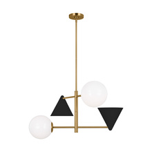 Visual Comfort & Co. Studio Collection AEC1114MBKBBS - Cosmo mid-century modern 4-light indoor dimmable medium ceiling chandelier in burnished brass gold f