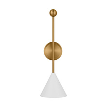 Visual Comfort & Co. Studio Collection AEW1051MWTBBS - Cosmo mid-century modern 1-light indoor dimmable large bath vanity wall sconce in burnished brass go