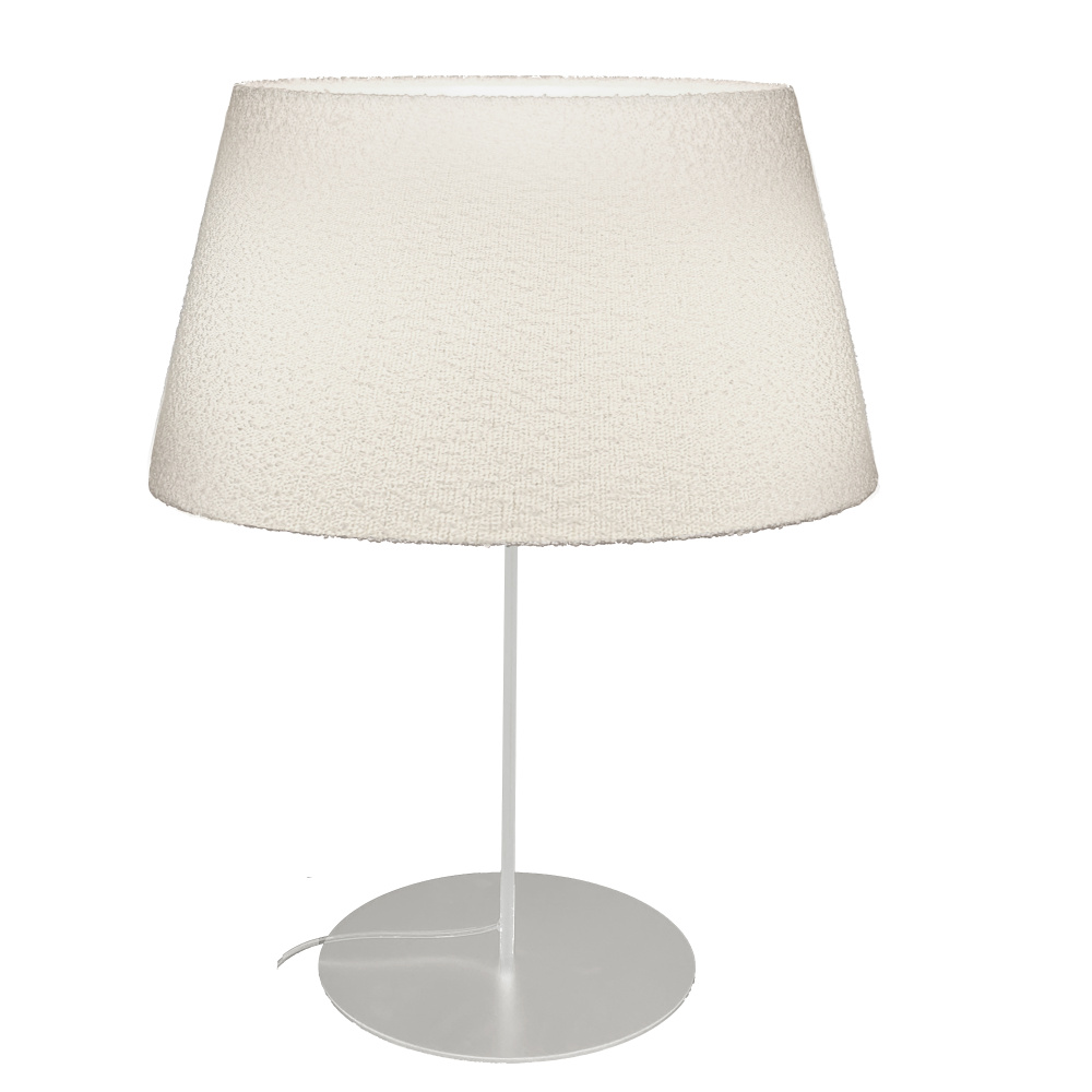 1 Light Incandescent Matte White Table Lamp with Boucle Fabric Shade