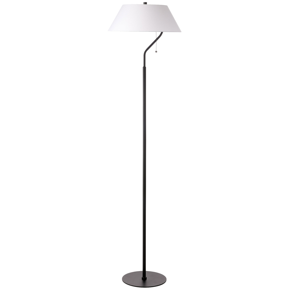 1 Light Matte Black Floor Lamp with White Shade