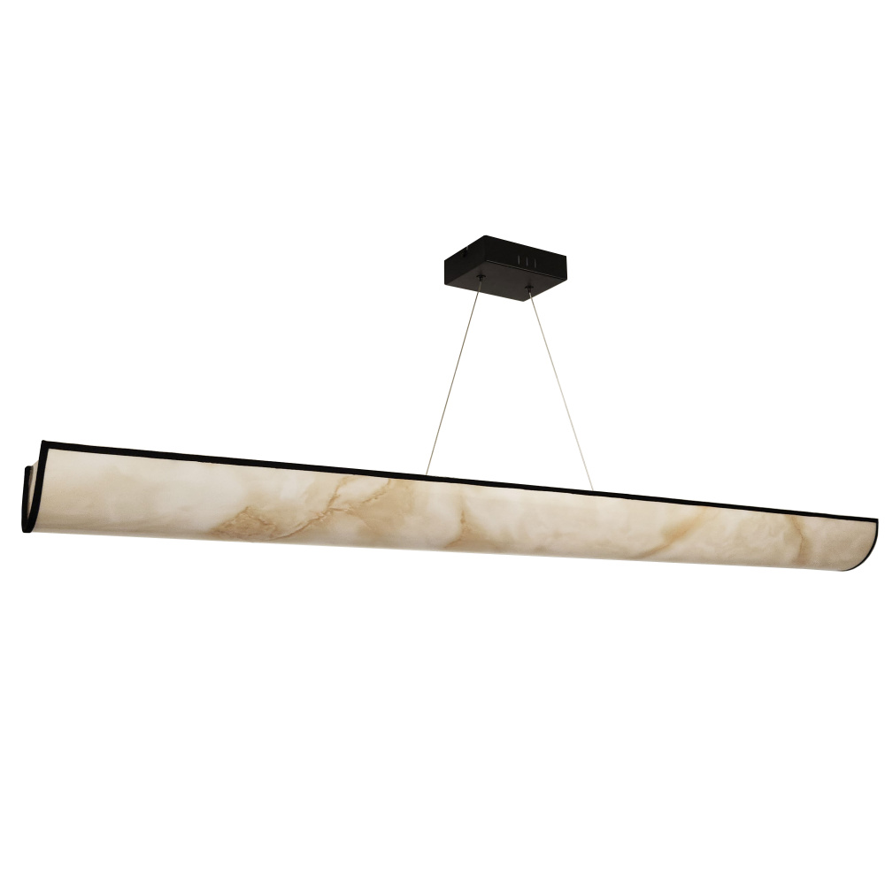 30W Horizontal Pendant, Matte Black w/ Marble Alabaster Shade