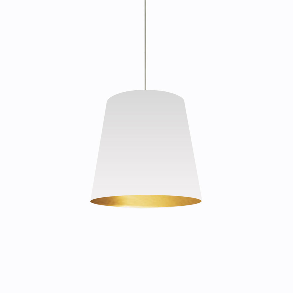 1LT Oversized Drum Pendant, Medium - Wht/Gld