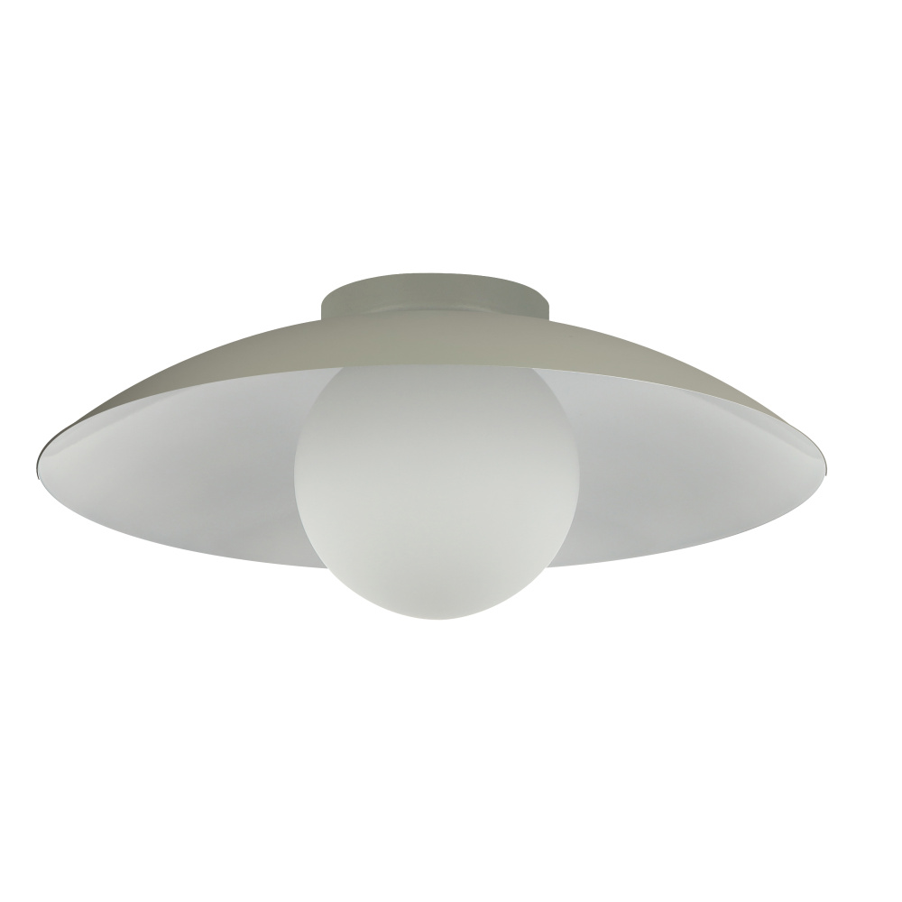 1 Light Flush Mount, Matte Linen w/ Opal Glass