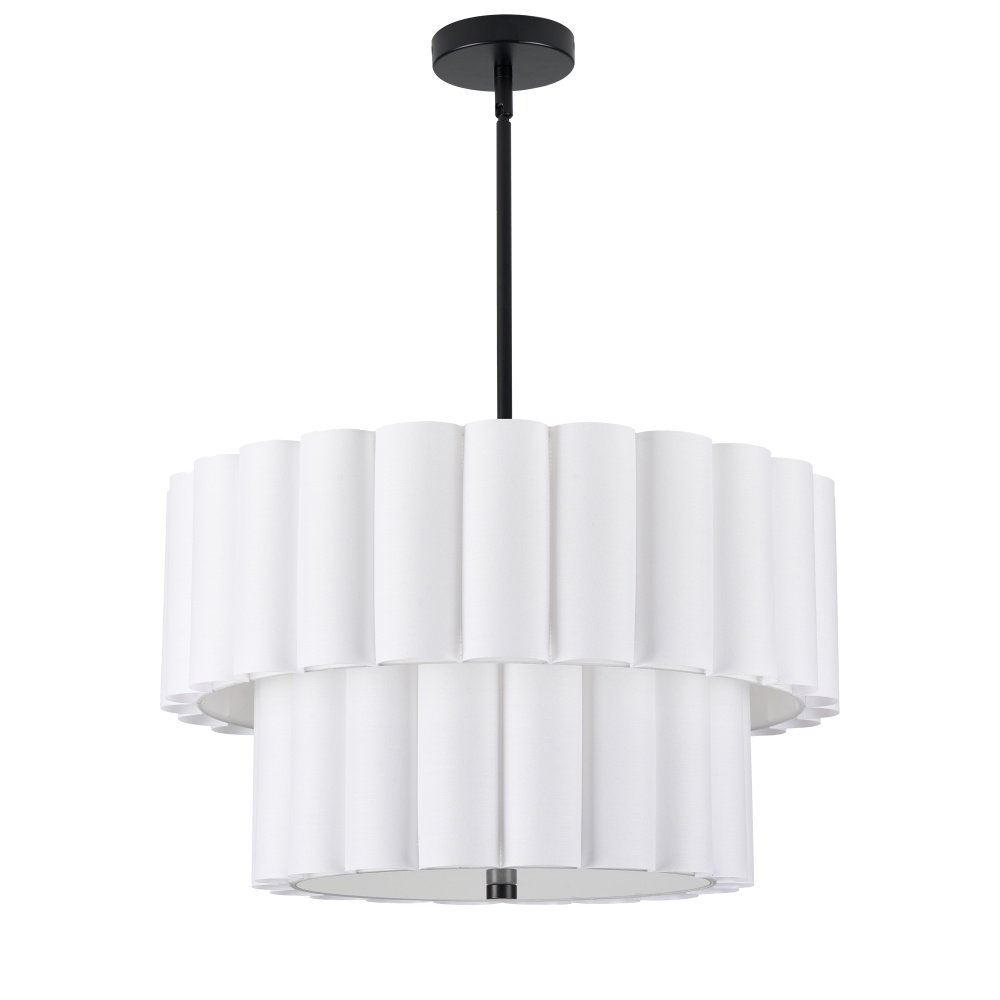 4LT MB 2 Tier Pendant w/ WH Scallop Shades