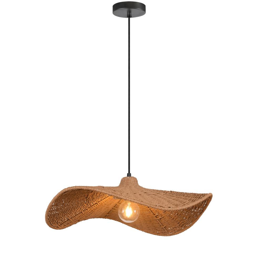 1LT Pendant, w/ Wavy Wicker Shade