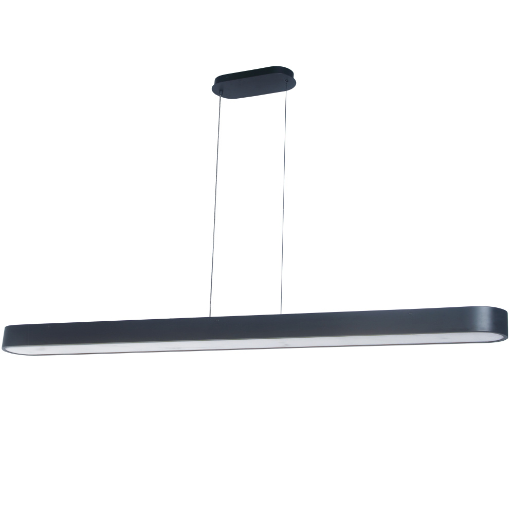 60W Matte Black Horizontal Pendant w/ Faux Alabaster