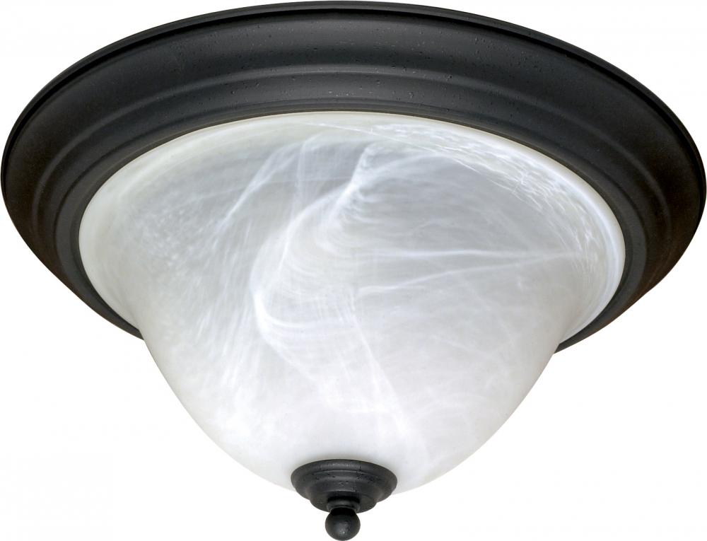 Castillo - 2 Light Flush Mount with Alabaster Swirl Glass - Textured Flat Black Finish