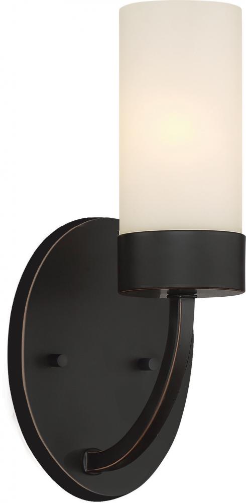 Denver - 1 Light Vanity with Satin White Glass - Mahogany Bronze Finish