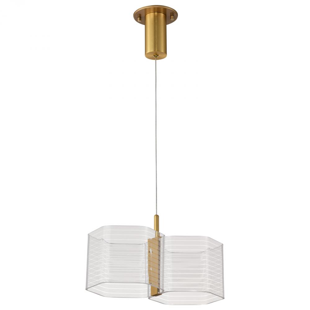 Kenzo; LED 2 Light Mini Pendant; Polished Anodized Bronze Finish; Light Guide Panel
