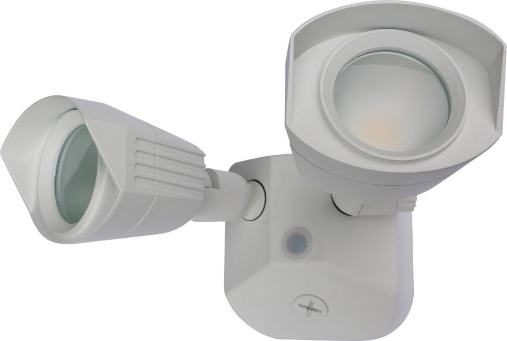 LED Security Light - Dual Head - White Finish - 3000K - 120-277V