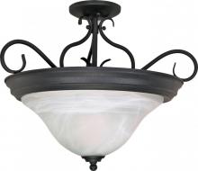 Nuvo 60/384 - Castillo - 3 Light Semi-Flush with Alabaster Swirl Glass - Textured Flat Black Finish