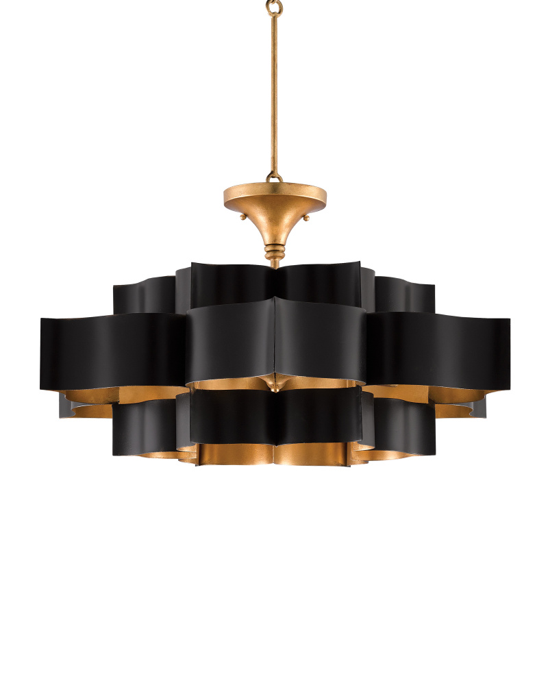 Grand Lotus Large Black Chandelier